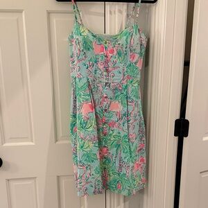 Lilly Pulitzer Pink and Green Flamingo Dress